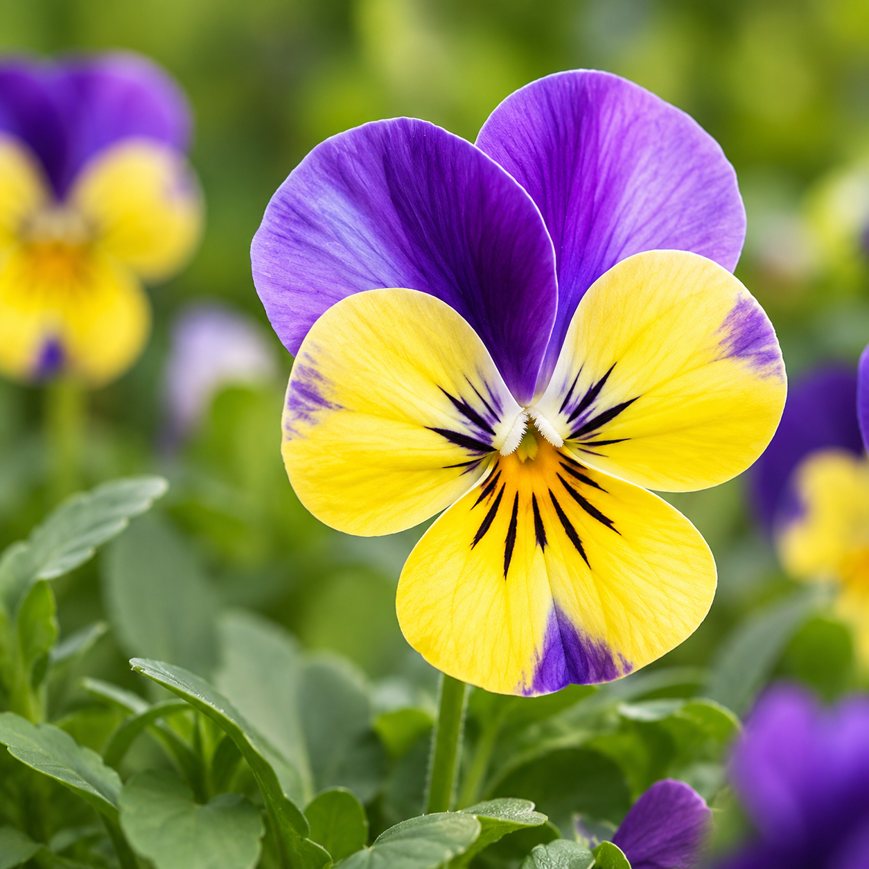 Violettes und gelbes Ackerveilchen